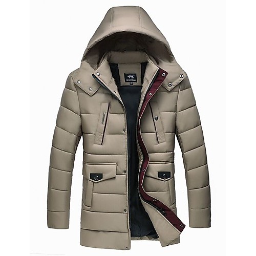 Men's Regular Padded CoatPolyester Solid Long Sleeve Men's Regular Padded CoatPolyester Solid Long Sleeve