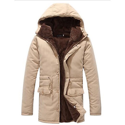 Men's Long Padded Coat,Simple / Street chic Going out / Casual/Daily / Holiday Solid-Cotton Polypropylene Long Sleeve HoodedBlue / Beige Men's Long Padded Coat,Simple / Street chic Going out / Casual/Daily / Holiday Solid-Cotton Polypropylene Long Sleeve HoodedBlue / Beige