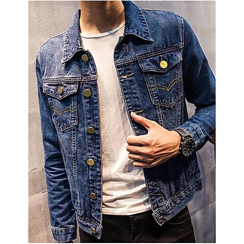 Men's Long Sleeve Casual Jacket,Cotton Solid Blue Men's Long Sleeve Casual Jacket,Cotton Solid Blue
