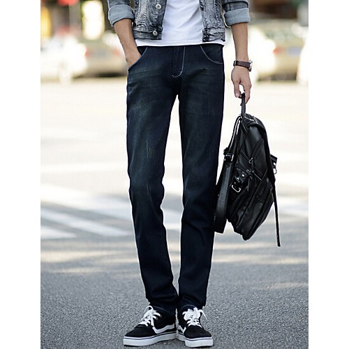 Men's Solid Casual JeansCotton Blue Men's Solid Casual JeansCotton Blue