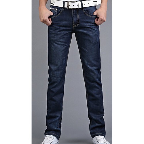 Men's Solid Casual Jeans,Cotton Blue Men's Solid Casual Jeans,Cotton Blue