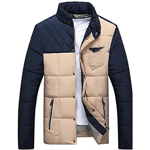 Men's Regular Padded Coat,Cotton Color Block Long Sleeve Men's Regular Padded Coat,Cotton Color Block Long Sleeve